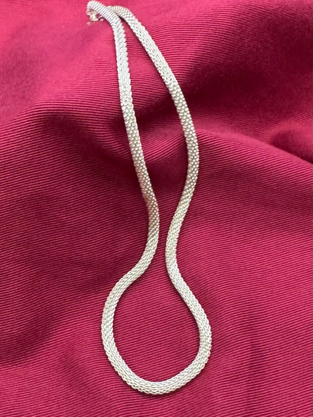 Sterling Silver Italy Mesh Necklace 18”